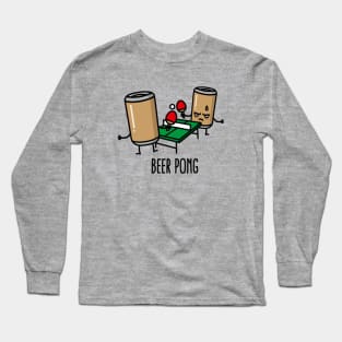 Beer pong cartoon ping pong table tennis beer can Long Sleeve T-Shirt